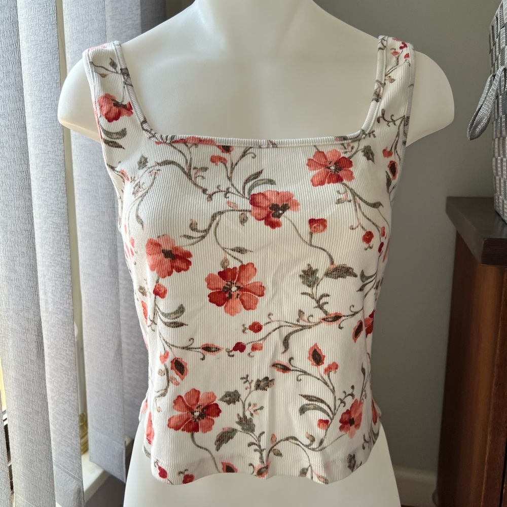 Floral Square Neck Tank Top
